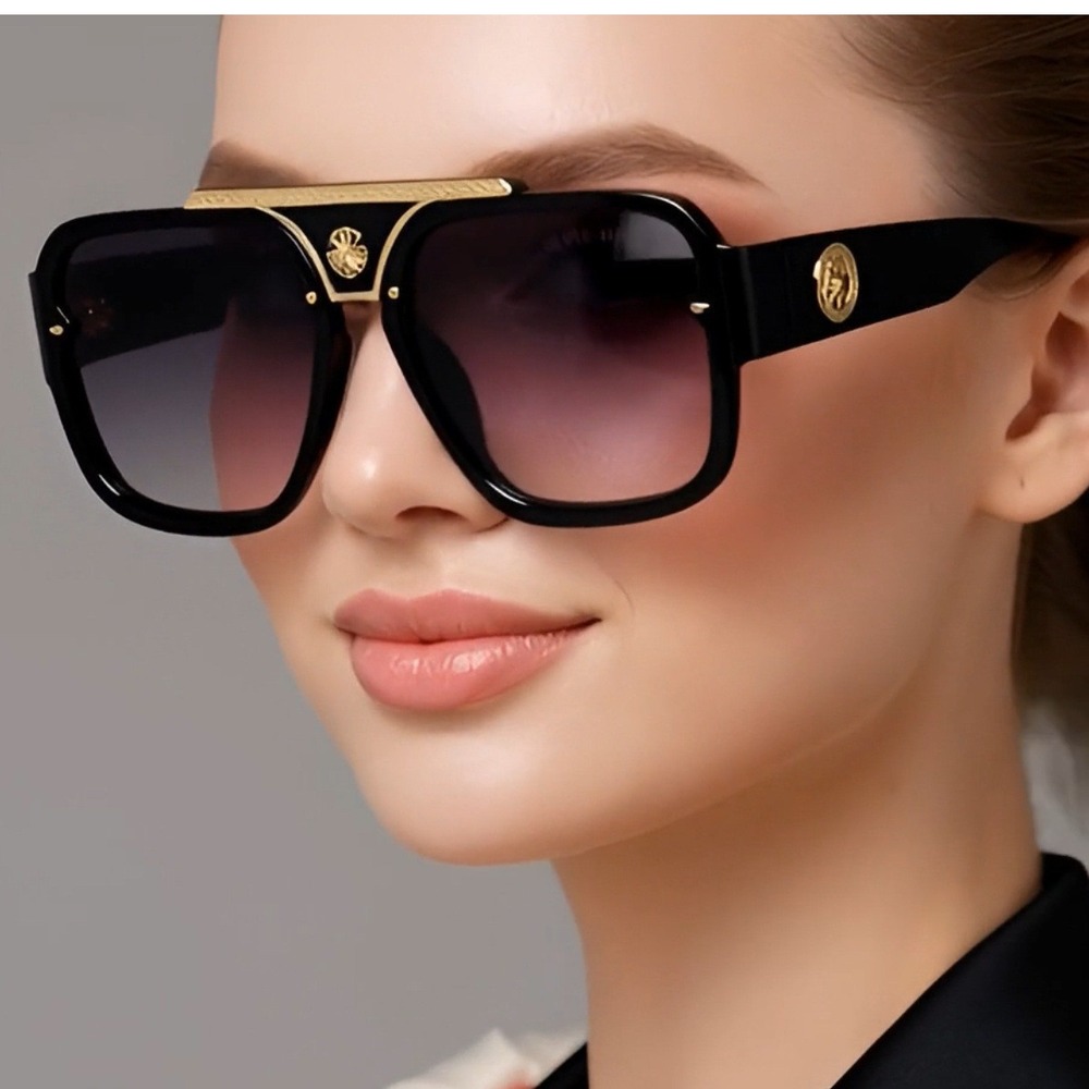 Women‎ Sunglasses Classy Square Black Lens Bold Classic Sophisticted Style Gafas